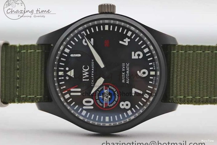 MIROTIME 0219 Packable Mark XVIII ‘TOPGUN SFTI’ Ceramic M+F Best Edition Black Dial on Green Nylon Strap 7048